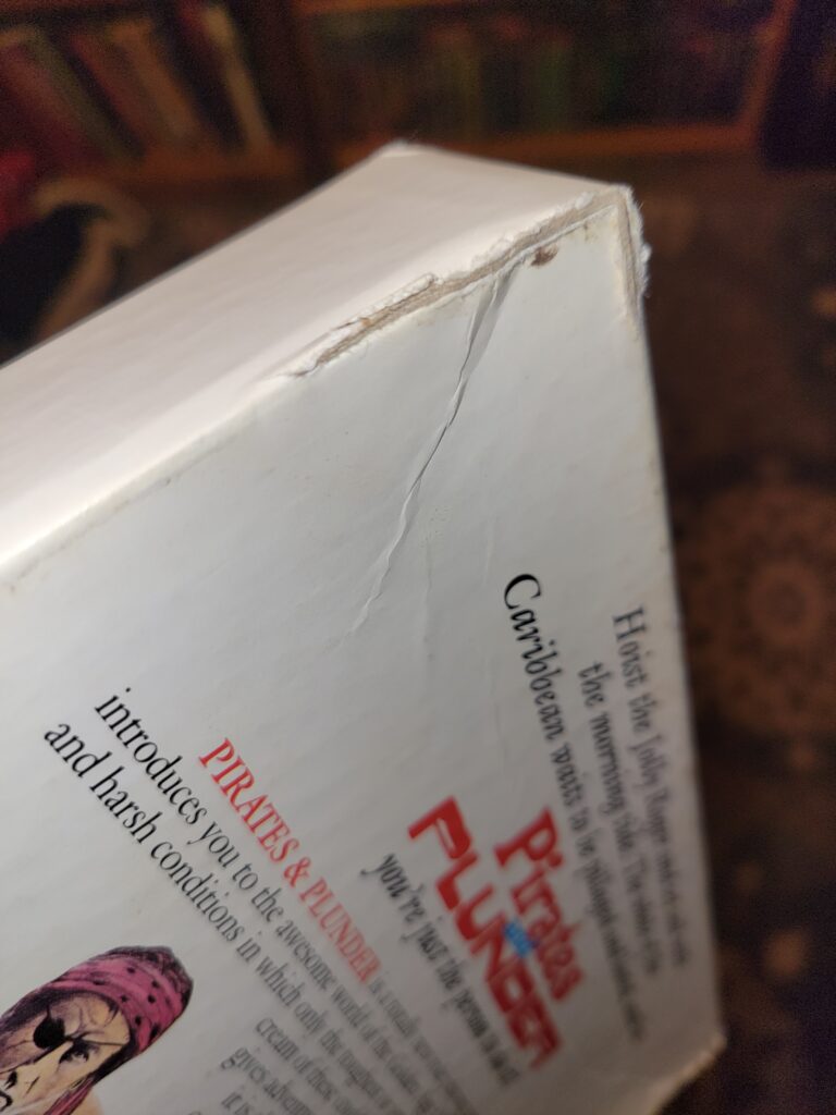 Damaged corner from the Pirates and Plunder boxed set.