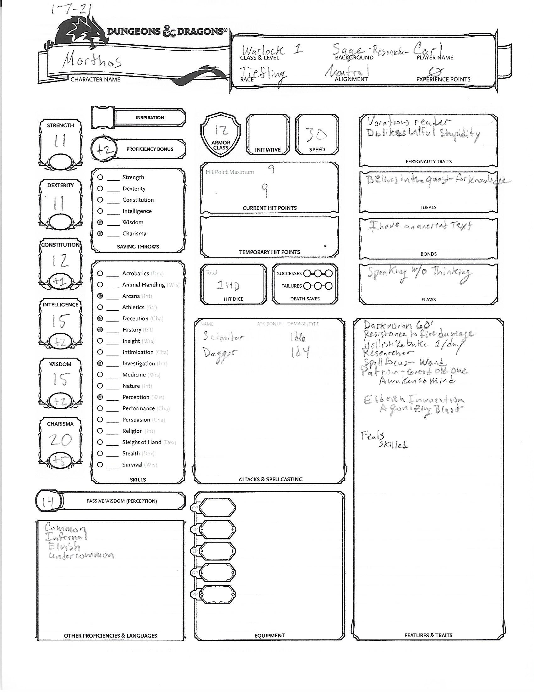 Character Creation Challenge Day 7: Dungeons and Dragons 5th Edition ...